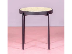 Mesa Lateral Retro Com Detalhes Em Rattan Natural (46Cm) - North - Preto