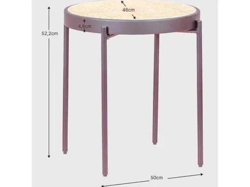 Mesa Lateral Retro Com Detalhes Em Rattan Natural (46Cm) - North - Preto