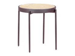 Mesa Lateral Retro Com Detalhes Em Rattan Natural (46Cm) - North - Preto