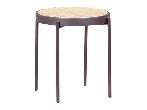 Mesa Lateral Retro Com Detalhes Em Rattan Natural (46Cm) - North - Preto