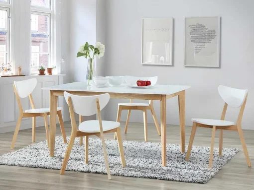 Mesa Para Refeicoes Extensivel Carine - 6 Ate 8 Lugares - Arvore Da Borracha Macica E Mdf - Branco