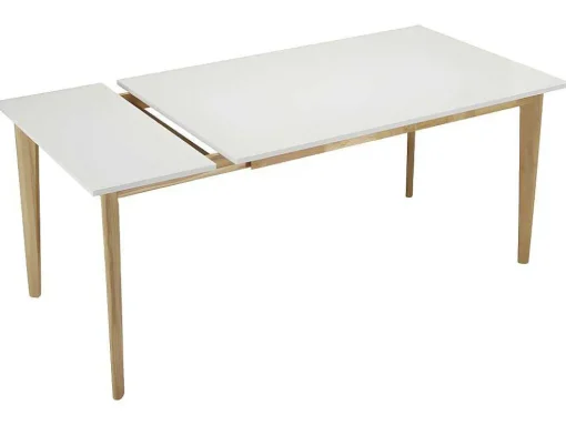 Mesa Para Refeicoes Extensivel Carine - 6 Ate 8 Lugares - Arvore Da Borracha Macica E Mdf - Branco