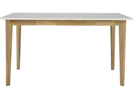 Mesa Para Refeicoes Extensivel Carine - 6 Ate 8 Lugares - Arvore Da Borracha Macica E Mdf - Branco