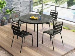 Mesa Redonda De Jardim D. 110 Cm Em Metal Cinzento-Escuro - Mirmande