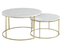 Mesas De Centro Empilhaveis Em Marmore Branco E Metal Dourado - Angela De Pascal Morabito