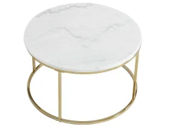 Mesas De Centro Empilhaveis Em Marmore Branco E Metal Dourado - Angela De Pascal Morabito