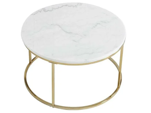 Mesas De Centro Empilhaveis Em Marmore Branco E Metal Dourado - Angela De Pascal Morabito