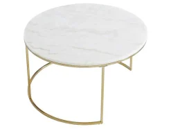 Mesas De Centro Empilhaveis Em Marmore Branco E Metal Dourado - Angela De Pascal Morabito