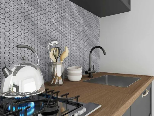 Mosaico De Chao E De Parede Em Marmore Cinza Antracite Pack De 1 M - Caralis