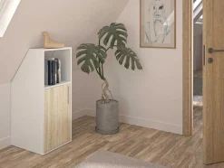 Móvel Com Inclinacao 1 Porta E 1 Nicho Branco E Natural - Adezio