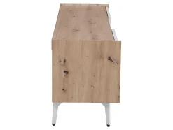 Móvel De 4 Gavetas E 2 Nichos Em Mdf E Metal Lacado A Branco E Natural - Cayana