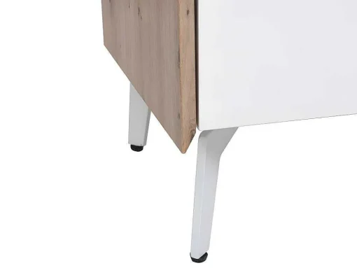 Móvel De 4 Gavetas E 2 Nichos Em Mdf E Metal Lacado A Branco E Natural - Cayana