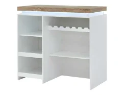 Móvel De Bar Em Mdf Lacado A Branco A Leds De Cor Branco E Carvalho - Halo Ii
