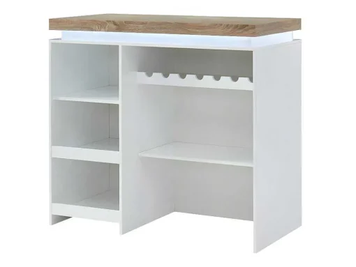 Móvel De Bar Em Mdf Lacado A Branco A Leds De Cor Branco E Carvalho - Halo Ii