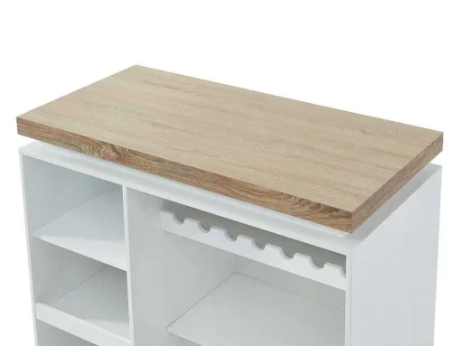 Móvel De Bar Em Mdf Lacado A Branco A Leds De Cor Branco E Carvalho - Halo Ii
