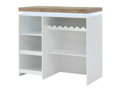 Móvel De Bar Em Mdf Lacado A Branco A Leds De Cor Branco E Carvalho - Halo Ii