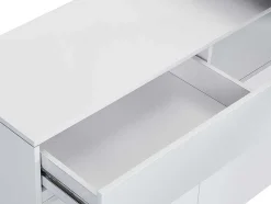 Móvel De Bar Giratorio Com 2 Portas, 1 Gaveta E 1 Nicho Em Mdf Lacado A Branco E Cinza Cimento - Eldir