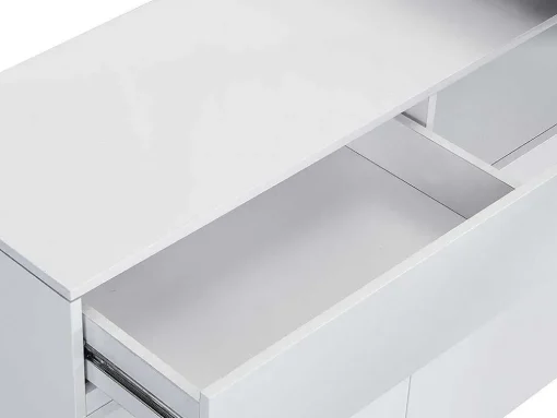 Móvel De Bar Giratorio Com 2 Portas, 1 Gaveta E 1 Nicho Em Mdf Lacado A Branco E Cinza Cimento - Eldir