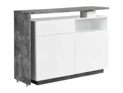 Móvel De Bar Giratorio Com 2 Portas, 1 Gaveta E 1 Nicho Em Mdf Lacado A Branco E Cinza Cimento - Eldir