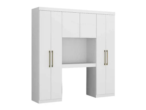 Móvel De Cama Antero - 6 Portas - Com Armários E Gavetas - C 200 Cm - Branco