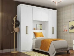 Móvel De Cama Antero - 6 Portas - Com Armários E Gavetas - C 200 Cm - Branco