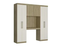 Móvel De Cama Antero - 6 Portas - Com Armários E Gavetas - C 200 Cm - Carvalho & Marfim