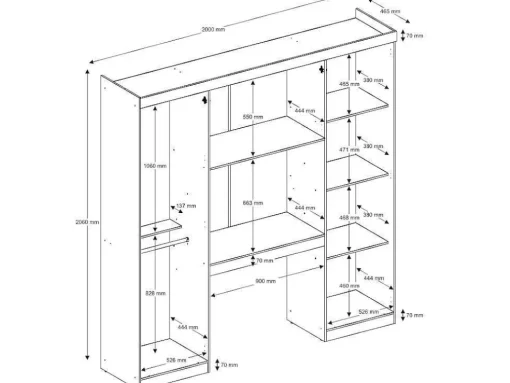 Móvel De Cama Antero - 6 Portas - Com Armários E Gavetas - C 200 Cm - Branco