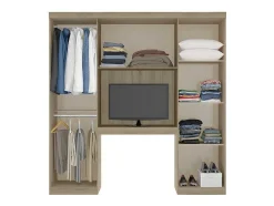 Móvel De Cama Antero - 6 Portas - Com Armários E Gavetas - C 200 Cm - Carvalho & Marfim
