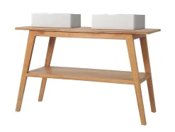 Móvel De Casa De Banho Em Teca Com Lavatório Duplo De 120 Cm - Bobotsari