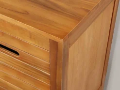 Móvel De Casa De Banho Em Madeira De Acacia Com Lavatório Duplo E Espelhos De 130 Cm - Pulukan