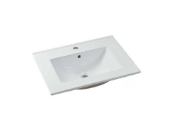 Móvel De Casa De Banho Suspenso Estriado Com Lavatório Embutido, Natural Claro, L60 Cm - Zevara