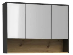 Móvel De Casa De Banho Suspenso Cor Antracite Com Lavatório Duplo E Armário De Casa De Banho De 120 Cm - Yangra