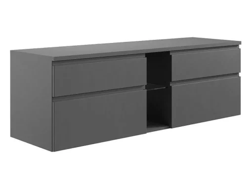 Móvel De Casa De Banho Suspenso Com Lavatório Duplo Cinza 150 Cm - Magdalena Ii