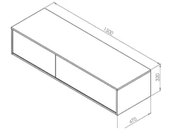 Móvel De Casa De Banho Suspenso Cor Natural Escura Com Lavatório Duplo C150 Cm - Isaure Ii
