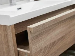 Móvel De Casa De Banho Suspenso Com Lavatório De Encastrar Cor Natural Clara 120 Cm - Quadra