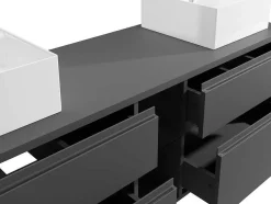 Móvel De Casa De Banho Suspenso Com Lavatório Duplo Cinza 150 Cm - Magdalena Ii