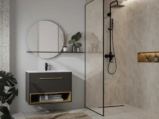 Móvel De Casa De Banho Suspenso Cor Antracite De 120 Cm - Yangra