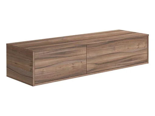 Móvel De Casa De Banho Suspenso Cor Natural Escura Com Lavatório Duplo C150 Cm - Isaure Ii