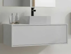Móvel De Casa De Banho Suspenso Cor Branco Com Lavatório Individual - Teana