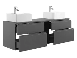 Móvel De Casa De Banho Suspenso Com Lavatório Duplo Cinza 150 Cm - Magdalena Ii