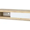 Móvel De Tv 1 Gaveta E 1 Nicho Com Leds Mdf Natural E Lacado A Branco - Flarancia