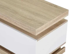 Móvel De Tv 1 Gaveta E 1 Nicho Com Leds Mdf Natural E Lacado A Branco - Flarancia