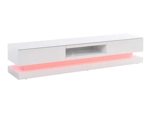Móvel De Tv - Mdf Lacado A Branco - Leds - 2 Gavetas E 1 Nicho - Firmament