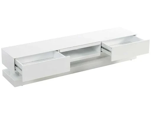 Móvel De Tv - Mdf Lacado A Branco - Leds - 2 Gavetas E 1 Nicho - Firmament