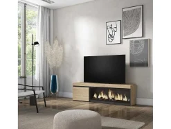 Móvel De Tv, 160, Para Televisores Ate 65", Lareira Electrica Xxl, Carvahlo