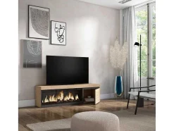 Móvel De Tv, 160, Para Televisores Ate 65", Lareira Electrica Xxl, Carvahlo