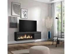 Móvel De Tv, 160, Para Televisores Ate 65", Lareira Electrica Xxl, Suspensos, Preto