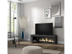 Móvel De Tv, 160, Para Televisores Ate 65", Lareira Electrica Xxl, Preto