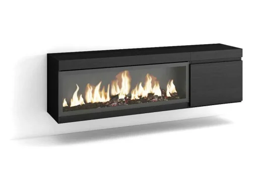 Móvel De Tv, 160, Para Televisores Ate 65", Lareira Electrica Xxl, Suspensos, Preto