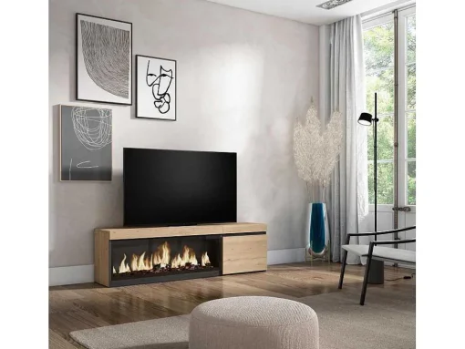Móvel De Tv, 160, Para Televisores Ate 65", Lareira Electrica Xxl, Carvahlo